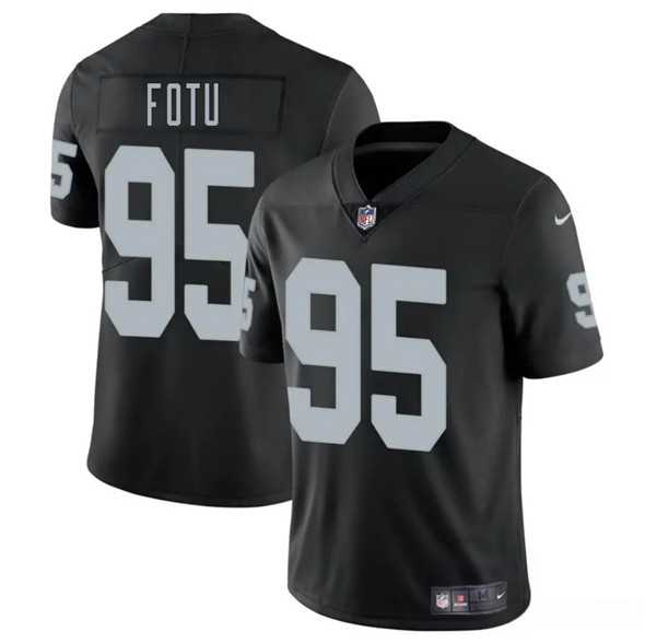 Men & Women & Youth Las Vegas Raiders #95 Leki Fotu Black 2025 Vapor Stitched Jersey->las vegas raiders->NFL Jersey